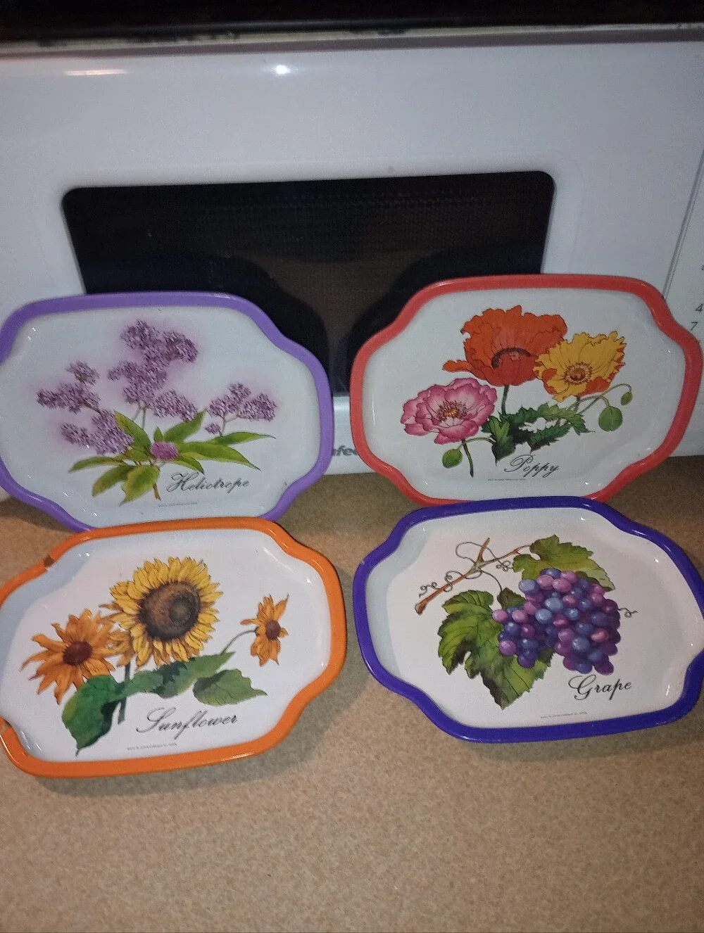 Vintage Metal Tin Plates - Fruit & Floral Assortment-5